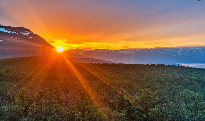 Midnight sun in Abisko national park. Photograph: Natalia Golubnycha/Alamy