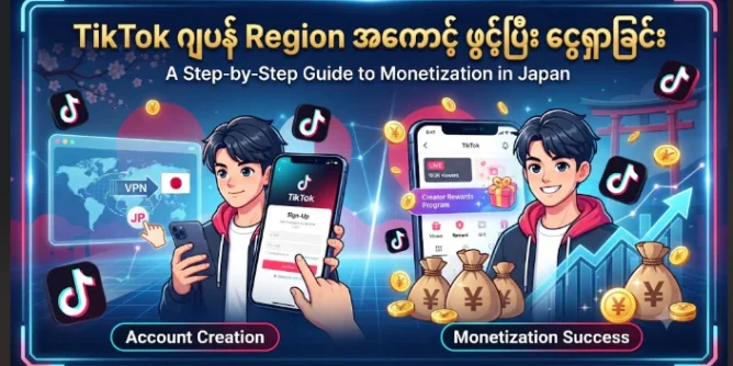 TikTok ဂျပန် Region အကောင့် ဖွင့်ပြီး ငွေရှာခြင်း