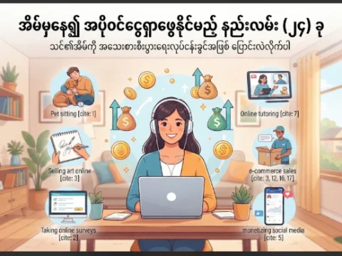အိမ်မှနေပြီး အပိုဝင်ငွေရှာဖွေနိုင်မယ့် နည်းလမ်း (၂၄) ခု အိမ်မှနေပြီး အပိုဝင်ငွေရှာဖွေနိုင်မယ့် နည်းလမ်း (၂၄) ခု